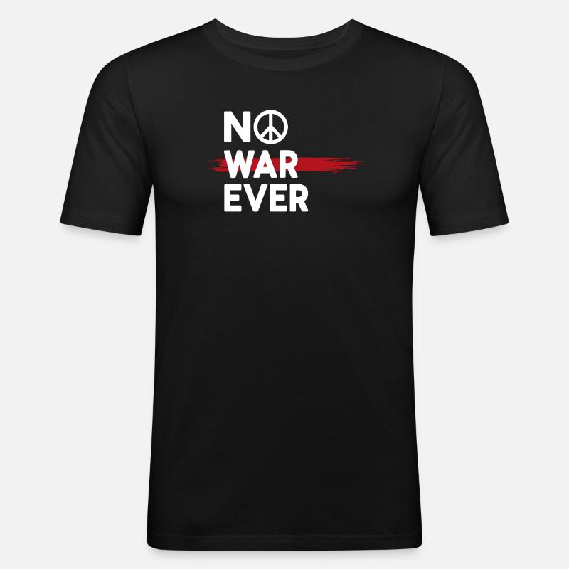 No War Ever Frieden Peace Zeichen - Männer Slim Fit T-Shirt - Schwarz