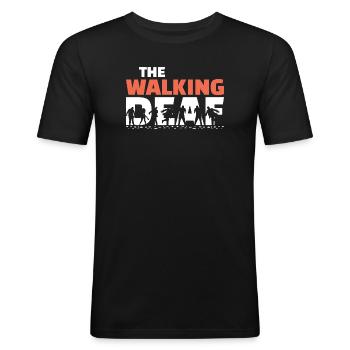 The Walking Deaf Funny Hearing Impairment Art - Männer Slim Fit T-Shirt - Schwarz - Vorne - Nik (191cm)