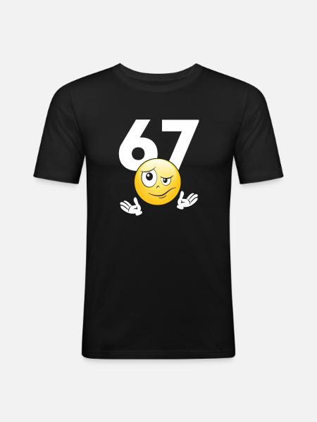Numer 67 z emotikonem - Men's Slim Fit T-Shirt - black