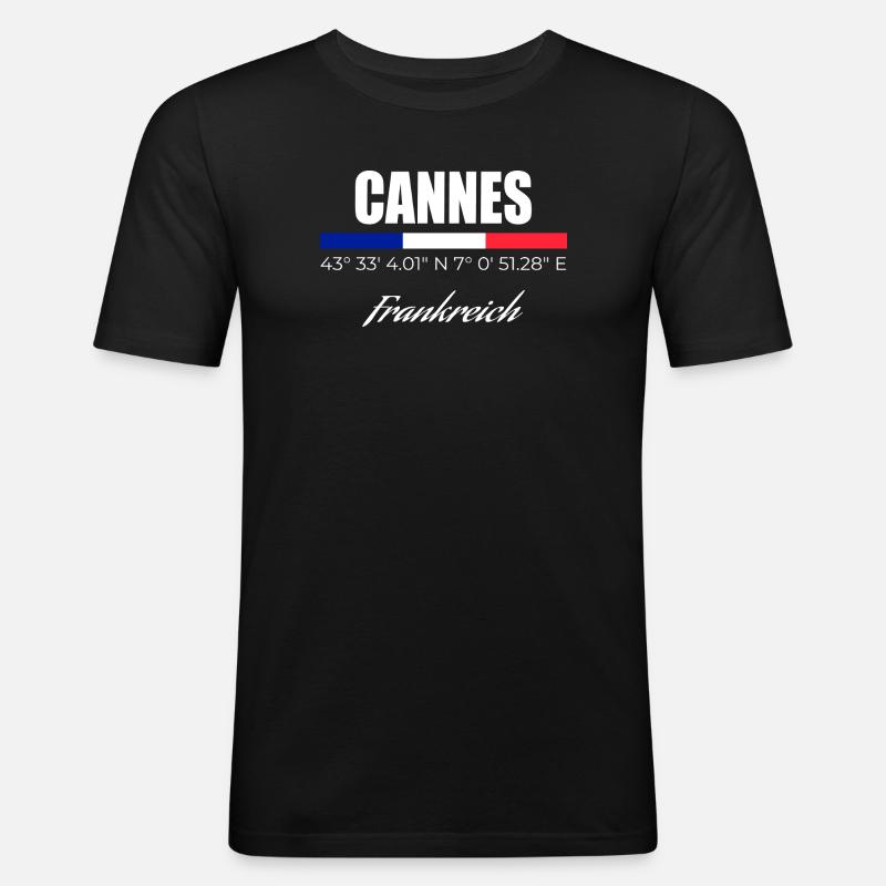 Cannes - Männer Slim Fit T-Shirt - Schwarz