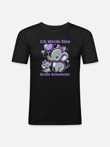 Big Sister Elephants Older Sibling - Men's Slim Fit T-Shirt - black