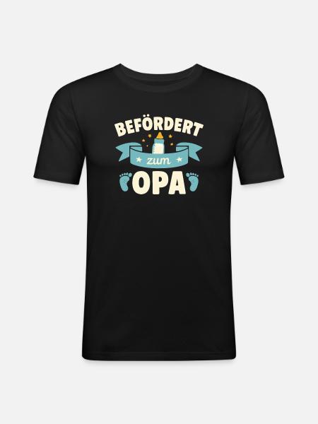 Befördert zum Opa - Männer Slim Fit T-Shirt - Schwarz