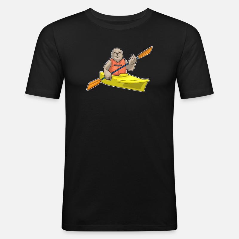 Seehund kleines Boot - Männer Slim Fit T-Shirt - Schwarz