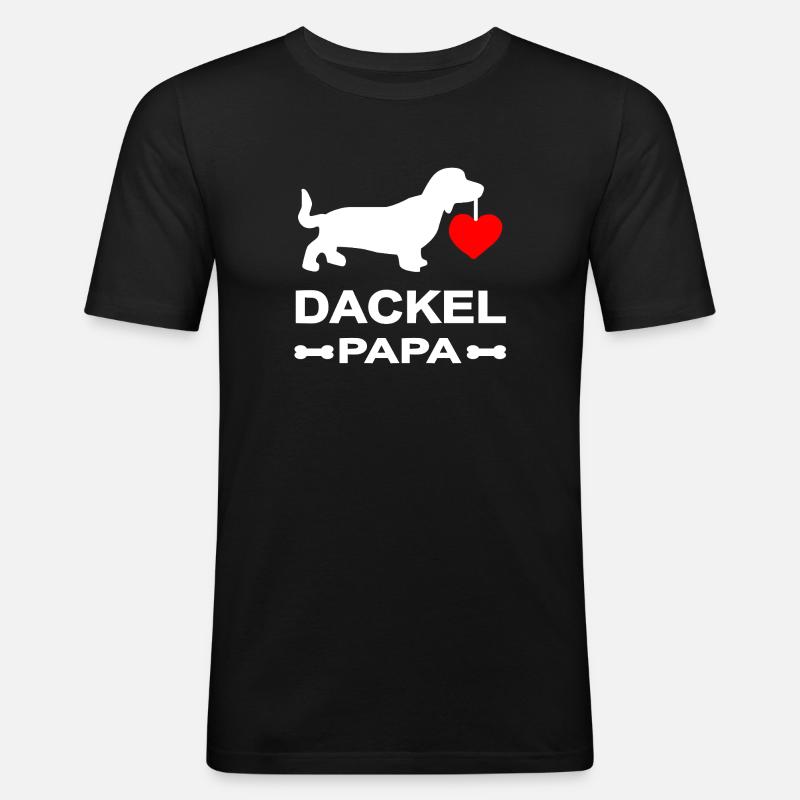 Dackel - Männer Slim Fit T-Shirt - Schwarz
