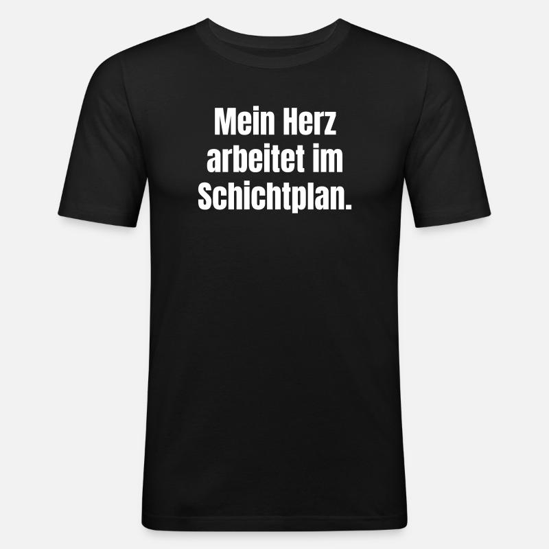 Schichtplan-Herz - Männer Slim Fit T-Shirt - Schwarz