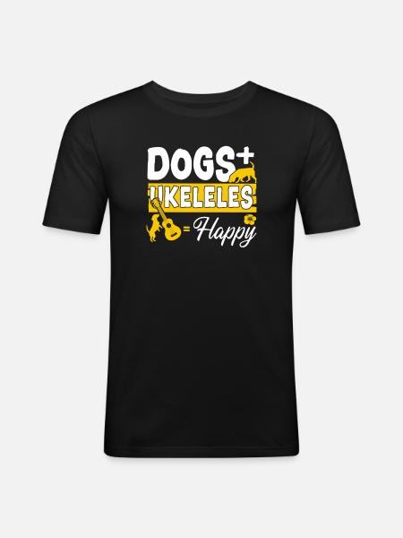 Hawaiian Ukulele Uke Dogs + - Men's Slim Fit T-Shirt - black