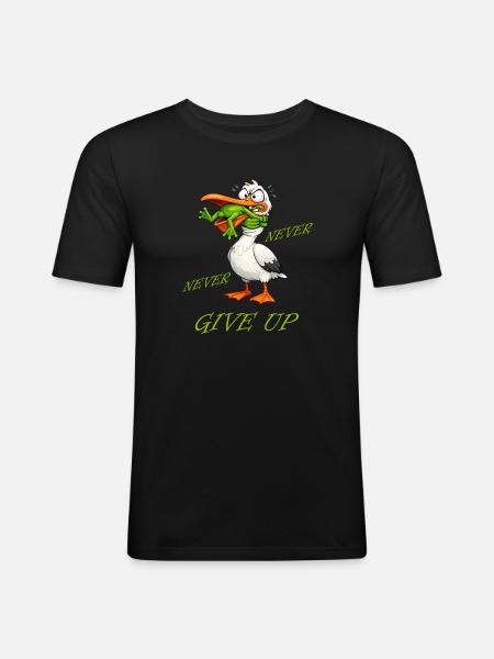 Stork - Never Give Up Frog - Men's Slim Fit T-Shirt - black