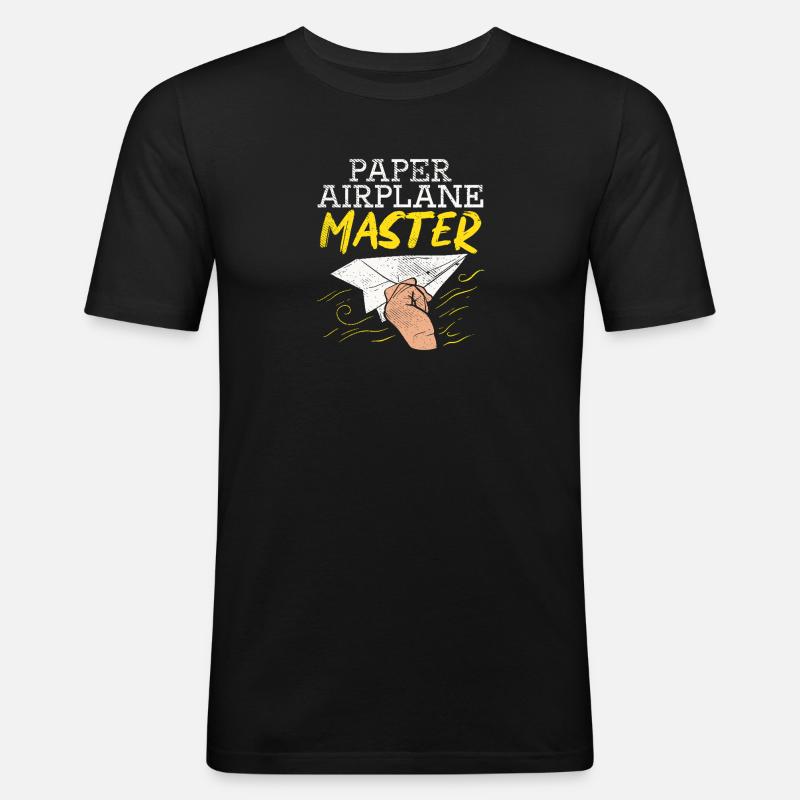 Funny Paper Airplane Master Graphic - Männer Slim Fit T-Shirt - Schwarz