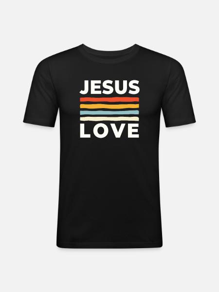 Jesus Love Christliche Nächstenliebe - Men's Slim Fit T-Shirt - black