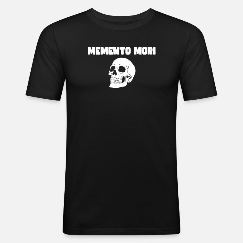 Memento Mori Schädel - Männer Slim Fit T-Shirt - Schwarz