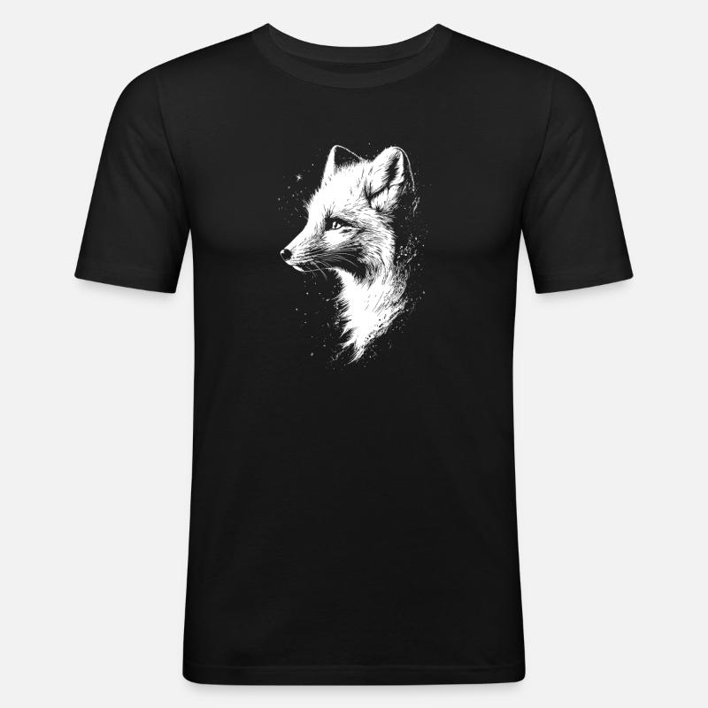 Polarfuchs Schneefuchs Eisfuchs Süßer Weißer Fuchs - Männer Slim Fit T-Shirt - Schwarz