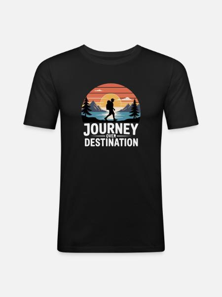 Journey Over Destination Hiking - Men's Slim Fit T-Shirt - black