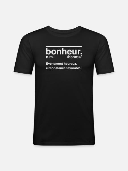 Happiness Dictionary Style Definition - Men's Slim Fit T-Shirt - black