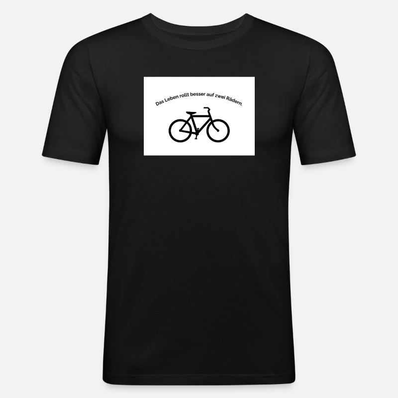 Life rolls better on two wheels - Men's Slim Fit T-Shirt - black