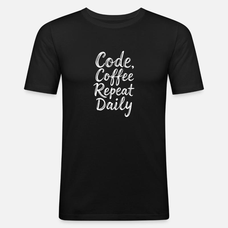 Code Sleep Debug Repeat Programmer Shirt - T-shirt près du corps Homme - noir
