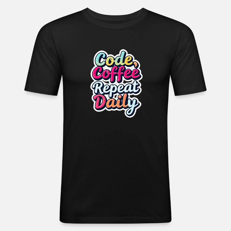 Code Sleep Debug Repeat Programmer Shirt - T-shirt près du corps Homme - noir