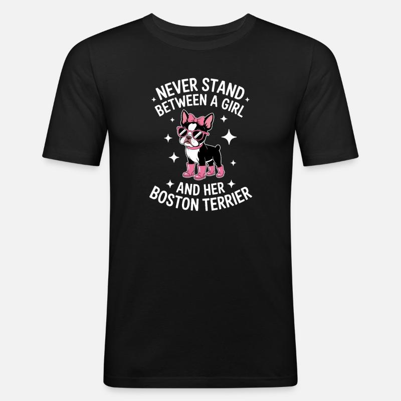 Boston Terrier Sprüche Lustiger Terrier Geschenk - Männer Slim Fit T-Shirt - Schwarz