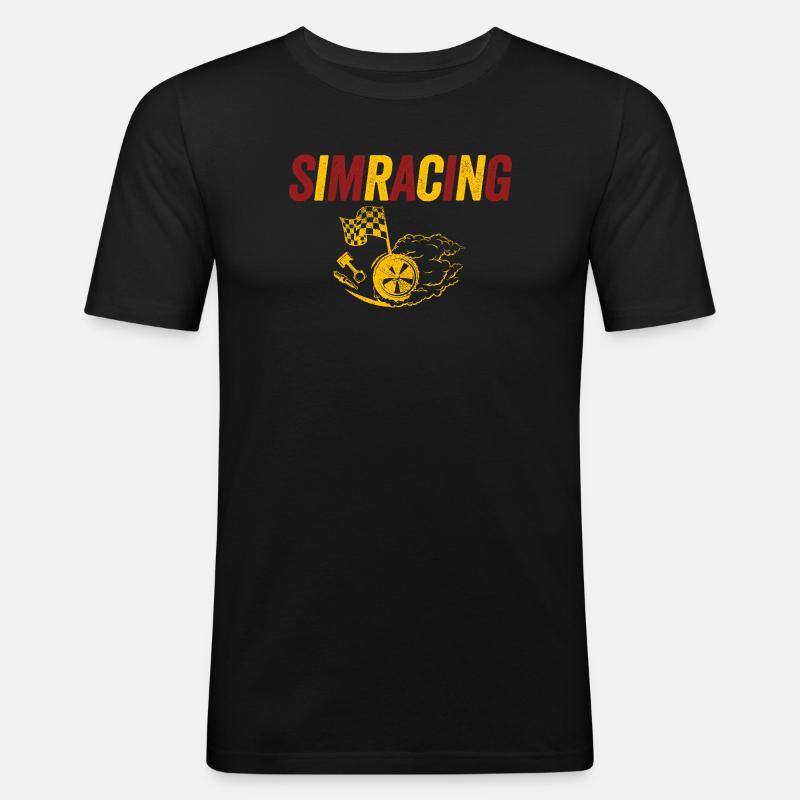 SimRacing Heatwave Emblem - Männer Slim Fit T-Shirt - Schwarz