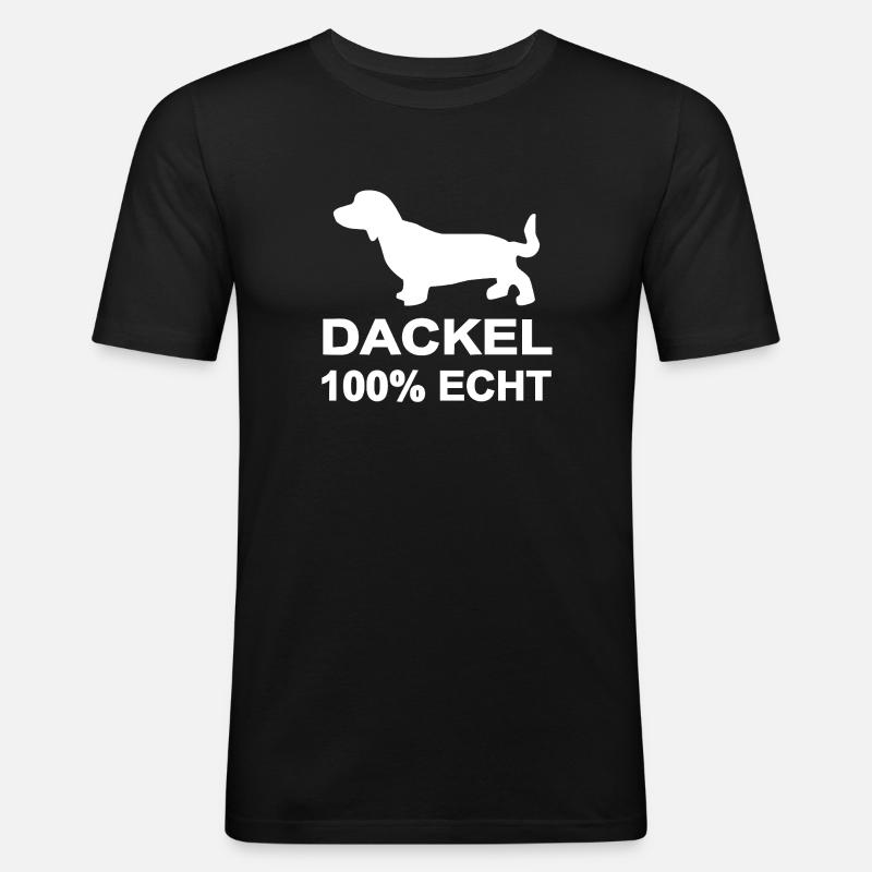 Dackel - Männer Slim Fit T-Shirt - Schwarz