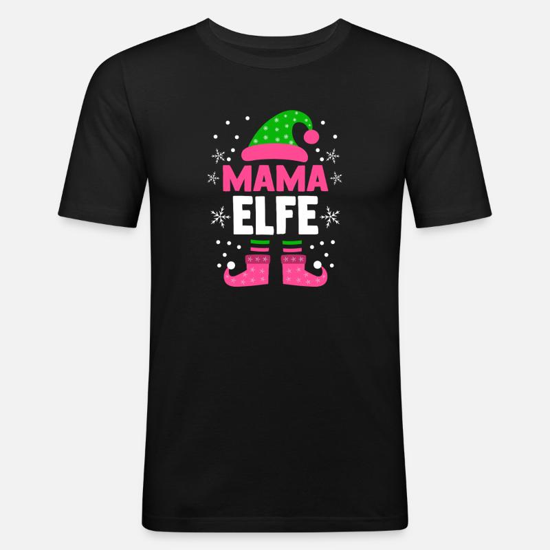 Weihnachten Familie Mutter Mama Elfe - Männer Slim Fit T-Shirt - Schwarz