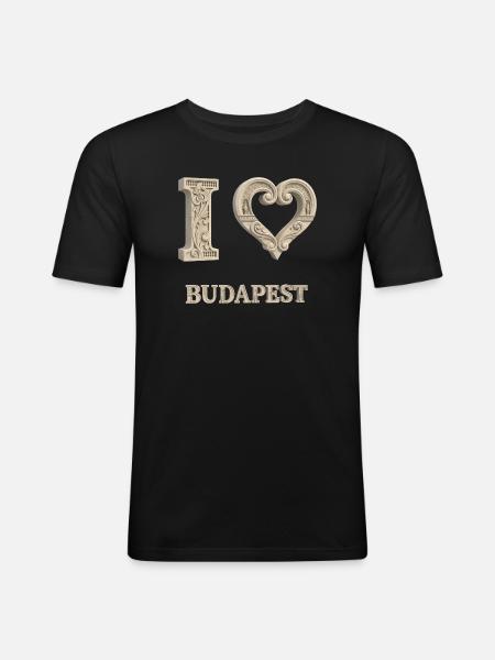 I Love Budapest – Architectural City Design - Men's Slim Fit T-Shirt - black