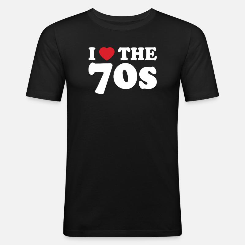 Ich liebe den Retro-Stil der 70er. - Männer Slim Fit T-Shirt - Schwarz