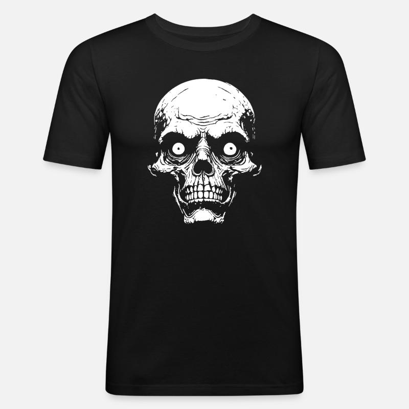 Psycho Schädelgrafik - Männer Slim Fit T-Shirt - Schwarz