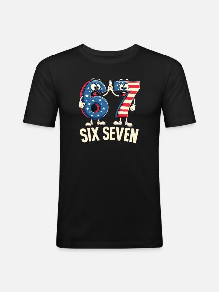 US Flag 67 Memes Six Seven - T-shirt près du corps Homme - noir