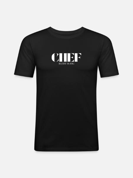 Le patron Spruch reste calme - T-shirt près du corps Homme - noir