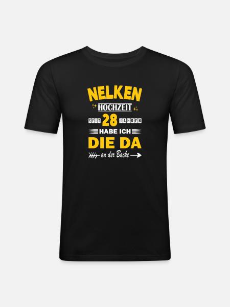 Carnation Wedding 28th Wedding Anniversary Husband - Men's Slim Fit T-Shirt - black