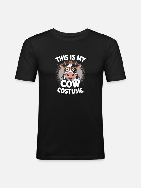 Cow Costume Saying Illustration - Men's Slim Fit T-Shirt - black