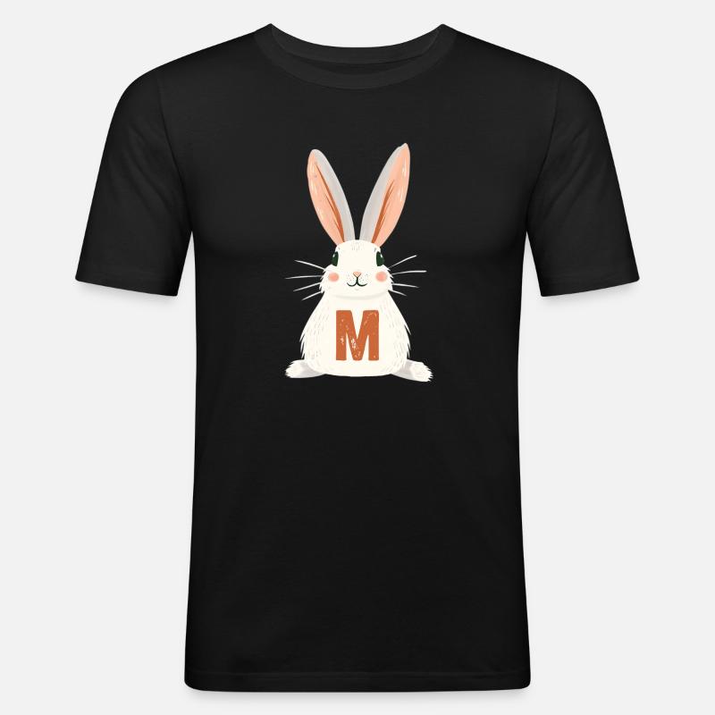 M -Buchstabe - Hase - Personalisierbar - Männer Slim Fit T-Shirt - Schwarz