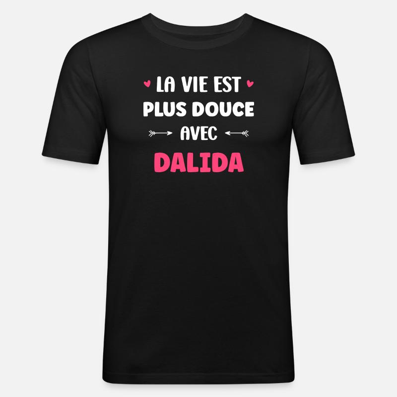 Dalida - Männer Slim Fit T-Shirt - Schwarz