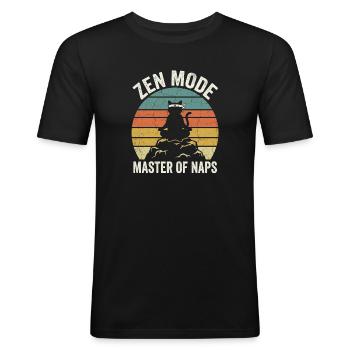 Zen Mode Master of Naps Funny Cat Retro Sunset - Men's Slim Fit T-Shirt - black - Front - Nik (191cm)