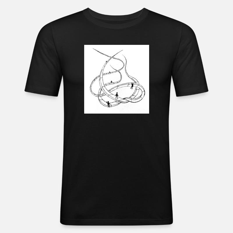 Multi-layered looping paths - Men's Slim Fit T-Shirt - black