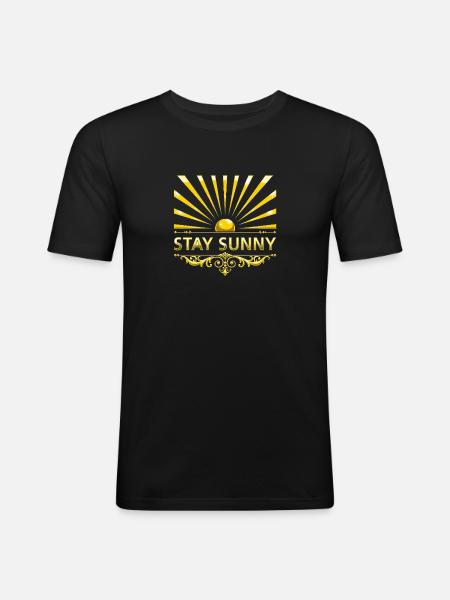 STAY SUNNY mit Verzierung - Männer Slim Fit T-Shirt - Schwarz