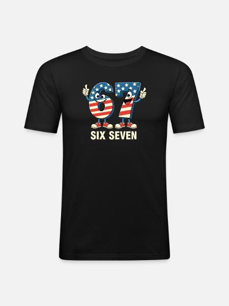 US Flag 67 Memes Six Seven - Men's Slim Fit T-Shirt - black
