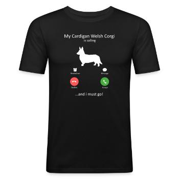 Meine Strickjacke Welsh Corgi nennt Funny Dog Mama - Männer Slim Fit T-Shirt - Schwarz - Vorne - Nik (191cm)