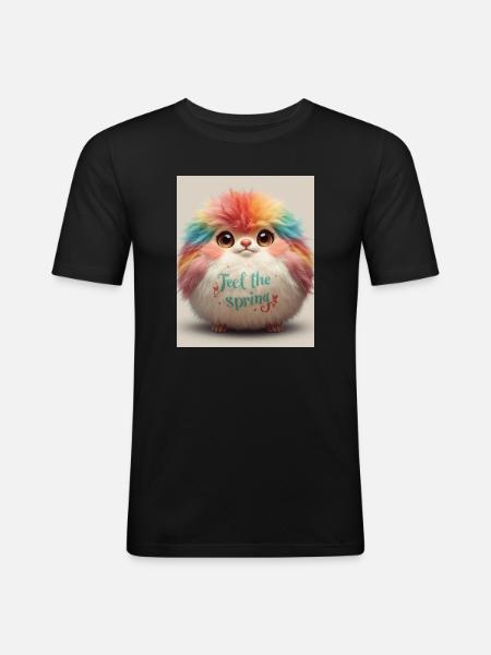 Feel the Spring Plush Critter - Men's Slim Fit T-Shirt - black