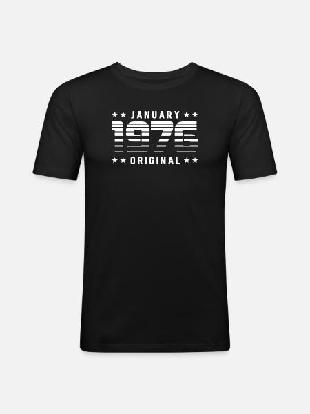Janvier 1976 Rétrodesign original | Anniversaire - T-shirt près du corps Homme - noir