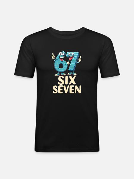 US Flag 67 Memes Six Seven - Men's Slim Fit T-Shirt - black