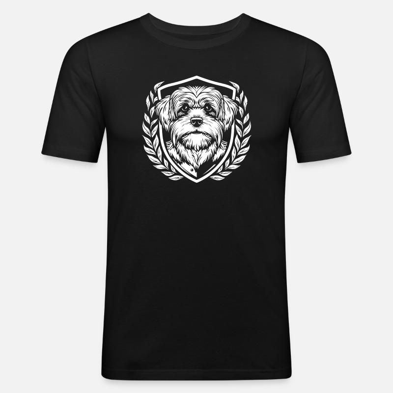 Wächterhund Wappenstil - Männer Slim Fit T-Shirt - Schwarz