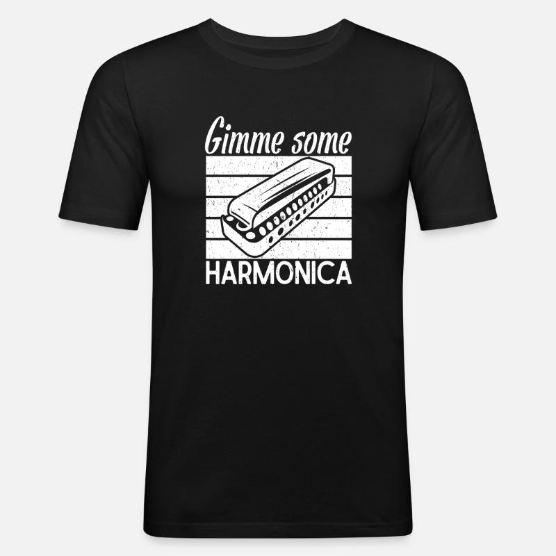 Harmonica Musican Gimme Some Harmonica - Männer Slim Fit T-Shirt - Schwarz