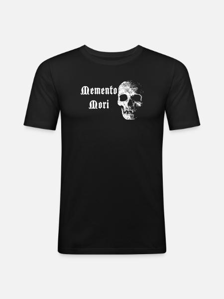 Memento Mori Skull – White Contrast - Men's Slim Fit T-Shirt - black