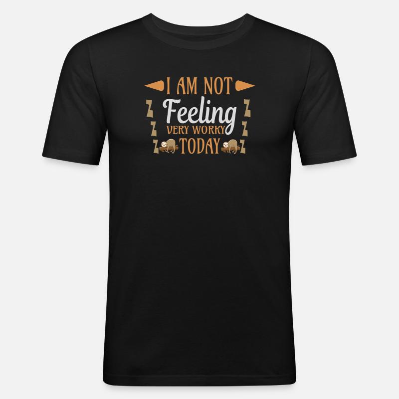 Not feeling workly sloth - Männer Slim Fit T-Shirt - Schwarz