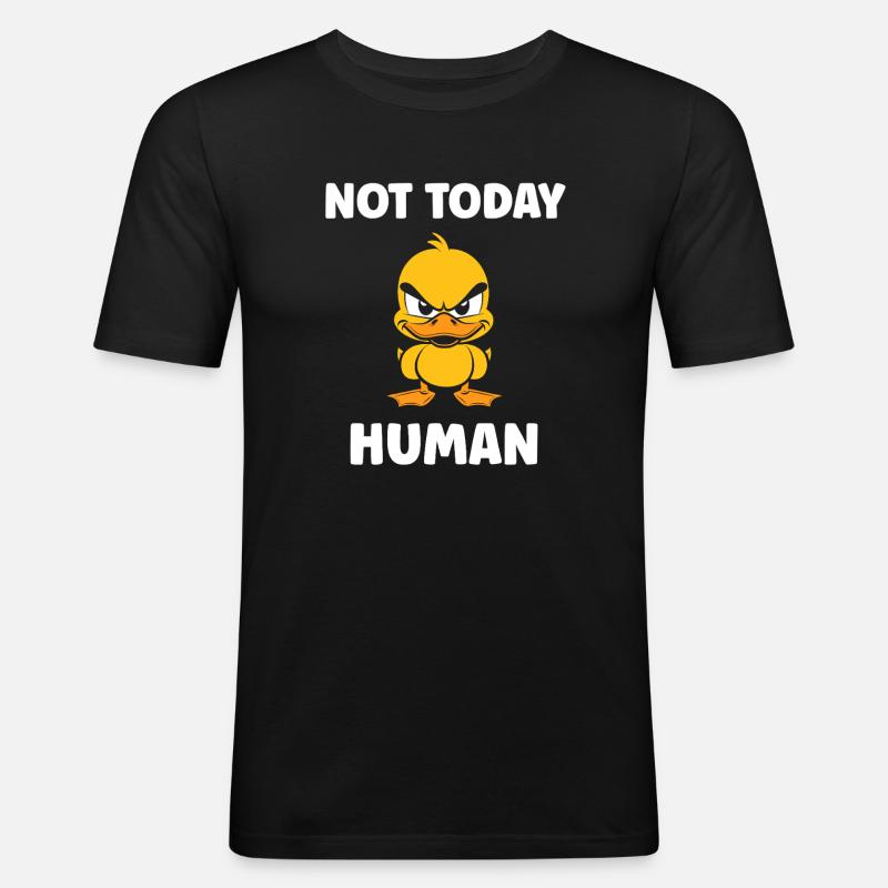 Grumpy Duck: Not Human Today - Men's Slim Fit T-Shirt - black