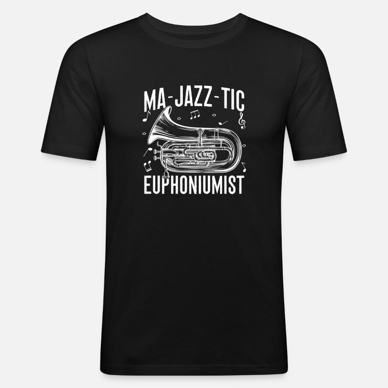 Bariton Player Ma-Jazz-Tic Euphonium - Männer Slim Fit T-Shirt - Schwarz