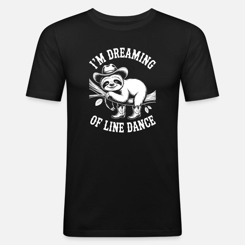 Sloth in line dancing dream - Men's Slim Fit T-Shirt - black