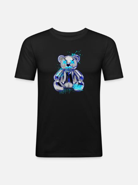 Graffiti Bear Neon Drop Teddy Bear - Men's Slim Fit T-Shirt - black