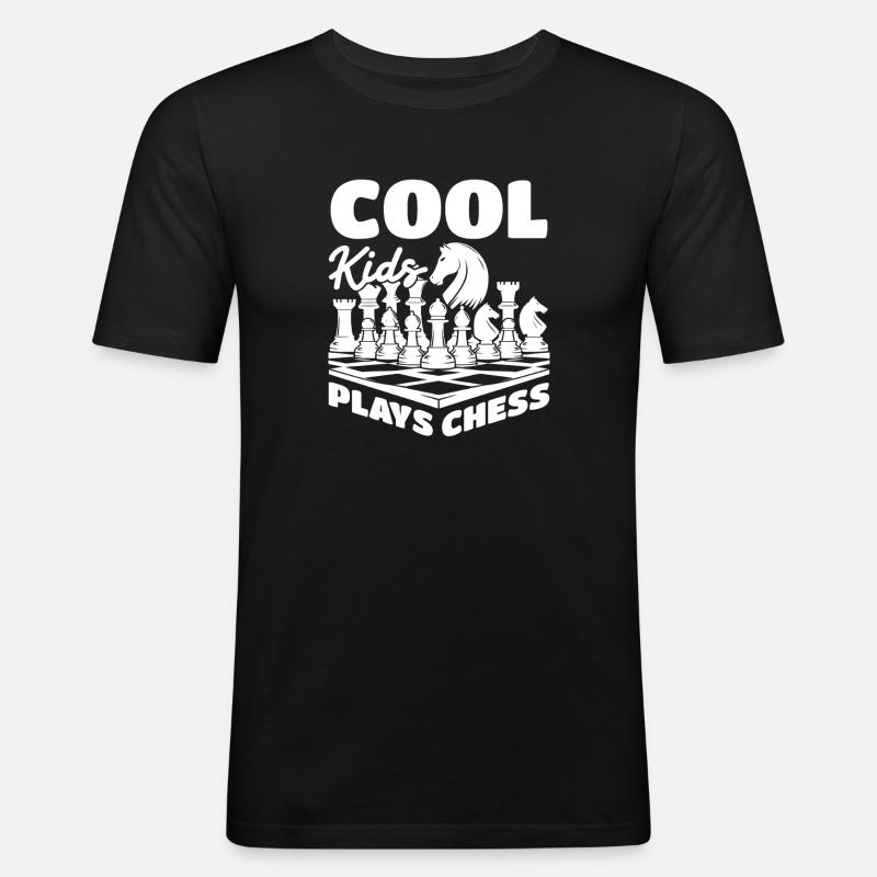 Coole Kinder Spielen Schach - Männer Slim Fit T-Shirt - Schwarz